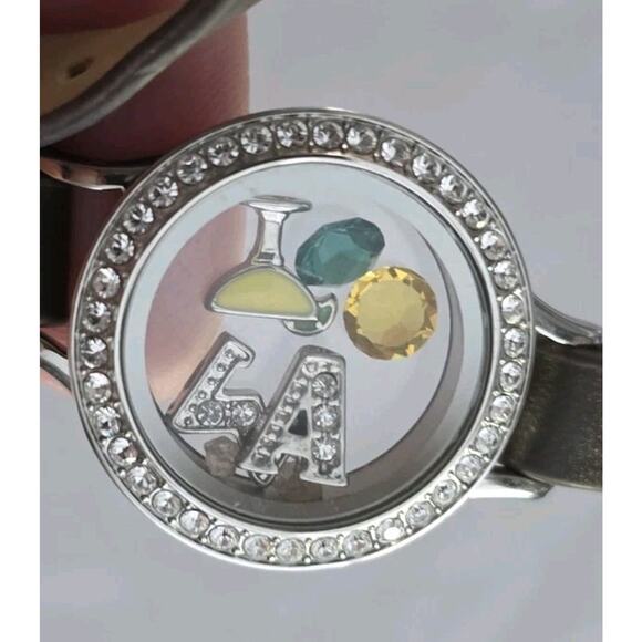 Origami Owl Wrap Bracelet Crystal Charms Adjustable Brown Margarita - Picture 10 of 10